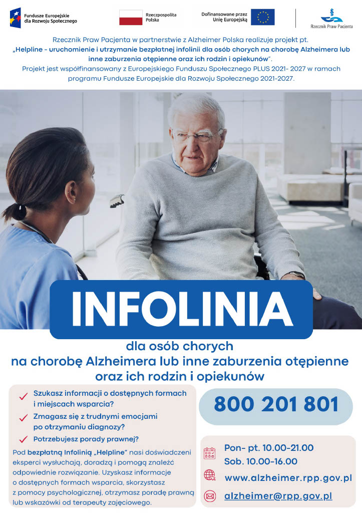 Nowa bezpłatna infolinia „Helpline” dla osób z chorobą Alzheimera i ich bliskich